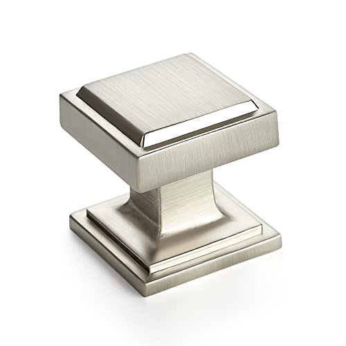 Home Expert Silver Kitchen Knobs - 20 Pack Square Black Knobs for Cabinets and Drawers - Brushed Nickel Drawer Pulls by Home Expert - Used condition - US$12.81