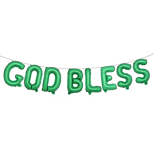 16 inch God Bless Foil Letter Balloons Banner Baptism Party Decorations First Communion Christening Party Supplies (GOD BLESS Green)