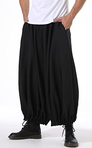 PACEIADTA Mens Casual Harem Pants Loose Hippie Aladdin Harajuku Skirts Trousers2