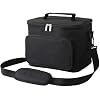M-YOUNG Adult Large Lunch Box Insulated Lunch Soft Cooler Bag for Men Women Reusable Leakproof Lunch Bag with Adjustable Shoulder Strap (Black)