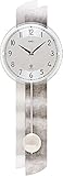 AMS 5321 Wanduhr Funk Funkwanduhr mit Pendel Pendeluhr silbern