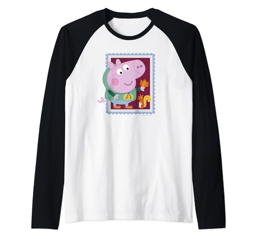 T-shirt Peppa Pig George avec motif timbre brodé d'automne et manches raglan