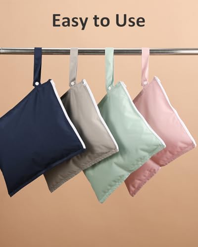 babeine Wet Dry Bag for Baby Cloth Diapers, Waterproof Reusable with Two Zippered Pockets Travel Beach Pool Soiled Baby Items Yoga Gym Bag for Swimsuits or Wet Clothes (Dark Grey)