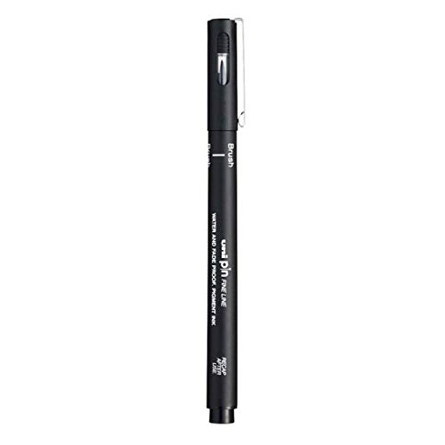 Image of uni-ball PIN-200 Fine Line Brush Pen, Water & Fade Proof Pigment Ink, Black Ink, Pack of 1