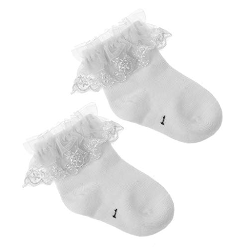 Junlinto né bébé Coton Chaussettes Dentelle Princesse peigné Chaussettes pour Les Filles Nourrissons bébé Chaussettes Blanc Cover