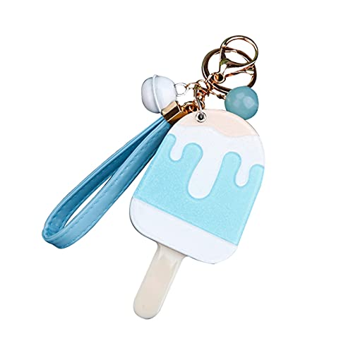 QUANQUAN Quani Linda Pelusa de Peluche Helado Llavero Espejo Llavero Llavero Bolsa Colgante niña Personalidad Colgante Encanto joyería Llavero Cover
