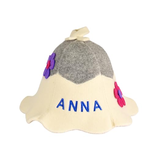 Personalized Organic Wool Sauna Hat – Embroidered Name - Sauna Hair Protector – Premium Felt Sauna Cap, Gift for Women – Traditional Russian Banya Hat