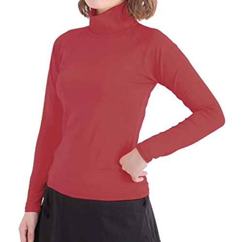 [ホワイトビューティー] ハイネックインナ－シャツ UVカット99％（UPF50 (レッド, Lサイズ)