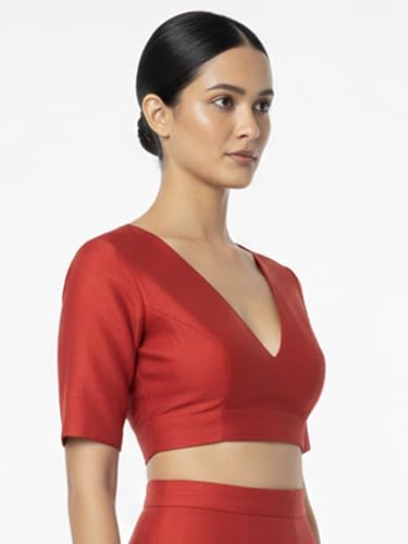 Image of Thevasa Women's Dupion Raw Silk Divine Depth Blouse