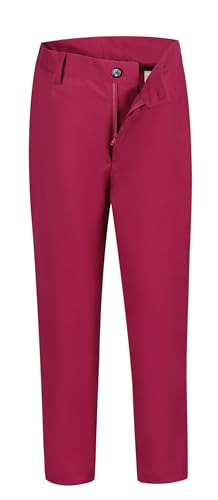 Toddler Boys Flat Front Burgundy Dress Pants 8 Kids Pull On Boys Fashion School Uniforms Pants with Adjustable Waist Slacks Trousers