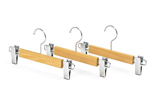 【KOBEL(コーベル)】 メンズ・レディース共通パンツ・スカートハンガー 木製 クリア 横幅280mm KCB-01CC 3本セット