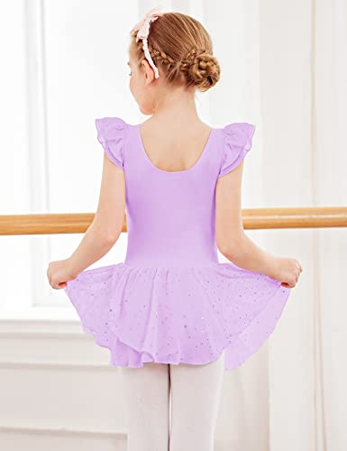 Image of Arshiner Girls Ruffle Sleeve Ballet Dance Dress Tutu Skirted Leotard