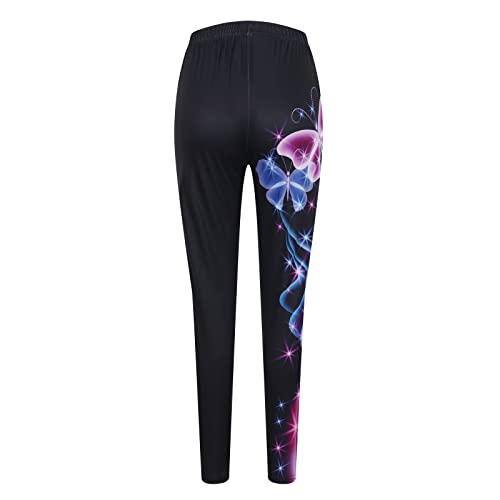 Liably Leggings para mujer estampados, transpirables, para deporte, fitness, yoga, sin costuras, elásticos, moda, Violeta-1., M