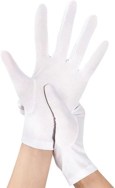 1Pair White Short Satin Gloves Opera Gloves Wedding Bridal Women's Gown Gloves White for Party Dance Dinner Banquet Easy to Wear Easy to Use and Store,and Mittens
