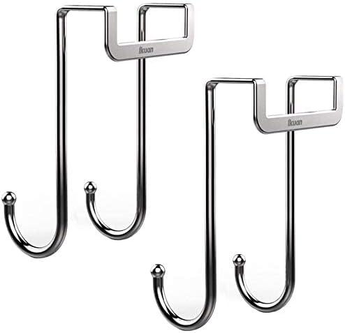 UPSTONE Over Door Hook - Stainless Steel SUS304 Heavy Adjustable Double Hook,Organizers on The Doors of Cabinets,Shower,Drawer,Wardrobe,Closet,Shoe Cabinet,for Towel,Coat,Robe,Umbrella Holder (2Pack)