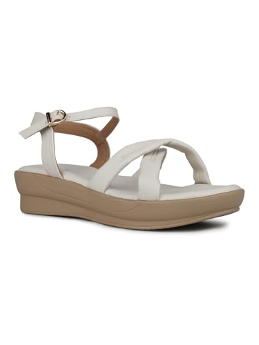 Image of Inc.5 Womens Cream Casual Open Toe Flatform Heel Sandals