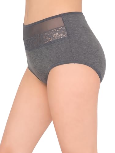 Image of Clovia Women Cotton Hipster Panty- High-Waist, Lace Panel
