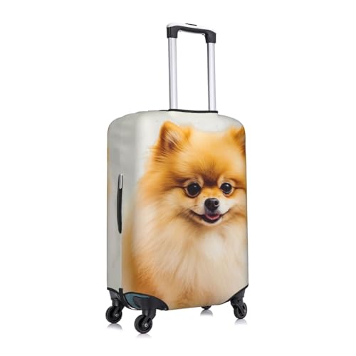 Yellow pomeranian Luggage Cover Washable Suitcase Cover Tsa Approved Elastic Spandex Suitcase Protector Anti-Scratch Travel Baggage Covers Fit 18-32 Inch Luggage3