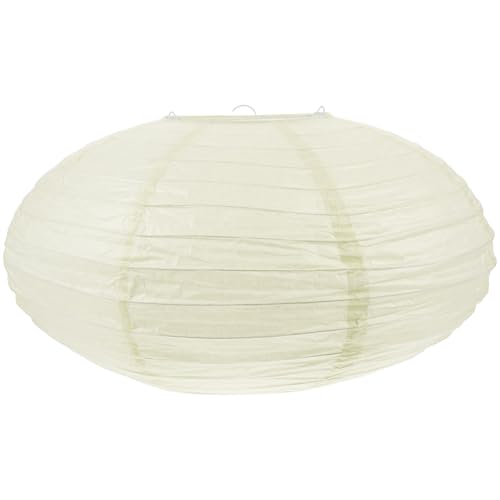 GLEAVI Pantalla de Lámpara Plegable de Papel Beige para Farol Colgante Estilo Japonés 40 CM Decoración para Fiestas y Hogar Pantalla de Luz de Papel Ovalada para Ambiente Cálido