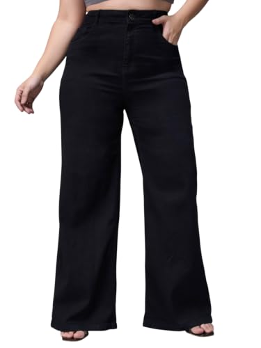 Image of Miss Chase A+ Women's Wide-Leg High-Rise Regular-Length Stretchable Shaping Denim Jeans