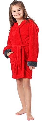 Timone Bata Vestidos de Casa Unisexo Niños Kids (Rojo/Grafito, 134-140)