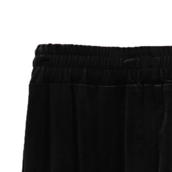 Women's Plus Size Velvet Pants Casual High Waist Drawstring Pants Wide Leg Casual Lounge Long Palazzo Trousers3