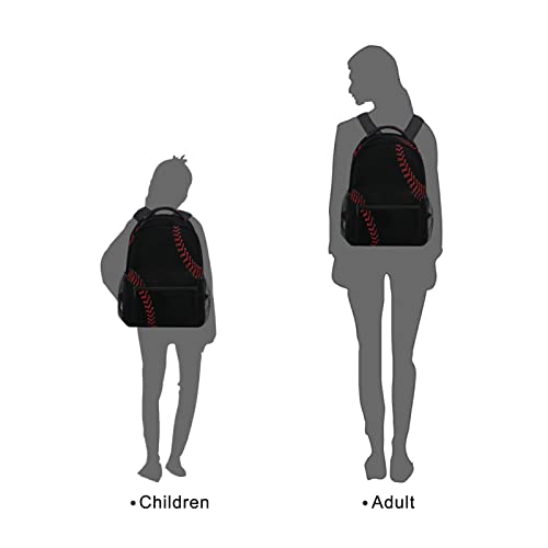 Staytop Black Baseball Laces Backpacks Travel School Bags For Boys Girls School Computer Backpacks Book Bag Travel Hiking Camping Daypack, 16X11.4X6.9In #TOP6