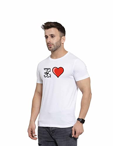 Image of Love Printed T-Shirt for Men and Women Alphabet with Love Heart Graphic Printed T-Shirt Half Sleeve T-Shirt