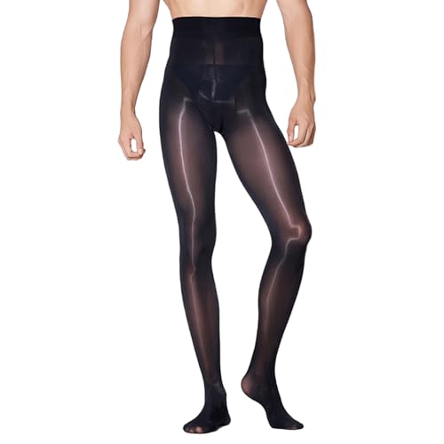 Men's High Elastic 8D Oil Shiny Glossy Pantyhose with Sheath Nylon Sheer Stockings with Toes