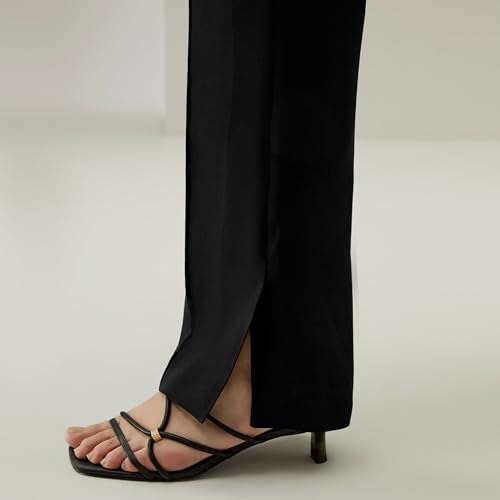 LilySilk 100% Silk Georgette Slim Fit Women Pants Basic Solid Full Length Trousers with Side Slit for Ladise Work Casual3