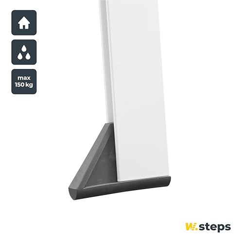 Weisse Alu Trittleiter Vikingstep Midi von W.Steps I 480mm hoch I Belastbar bis 150kg I Kompakte Aluminium Klapptrittleiter mit 2 Stufen I Nur 35mm breit I 3169011