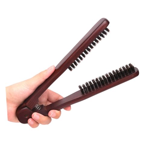 Peine alisador estático con cerdas y pinza para cabello miniatura 3