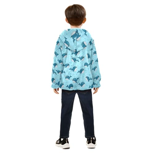 CHIFIGNO Cartoon Whales Blue Toddler Boy Winter Jacket Thick Fall Jacket for Boy 3T4