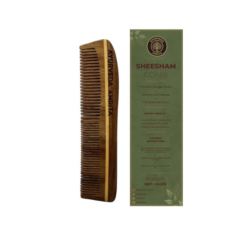 Image of Organic Sheesham Wood Comb, Twin Tooth Curve (Pack of 1) - Handcrafted Eco-Friendly Detangler for Hair Growth, Stimulates the Scalp | Frizz Control, suitable for all Hair Types