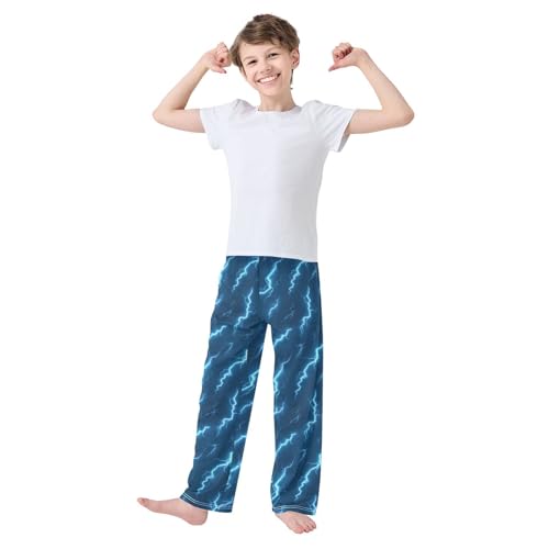 Pajama Bottoms, Pajamas Long Pant Thunderbolt Blue Lightning Lounge Wear Casual Sleep Pants Soft Pjs Sleepwear3