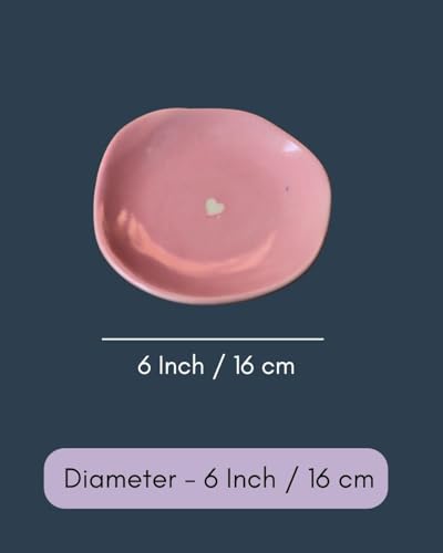 Image of WEAVING HOMES Pink Cupid Handmade Ceramic Dessert Plate, Sweet Plate 16 cm Set of 1, Microwave & Dishwasher Safe Side Plate for Cakes, Pastries, Tea Time & Desserts