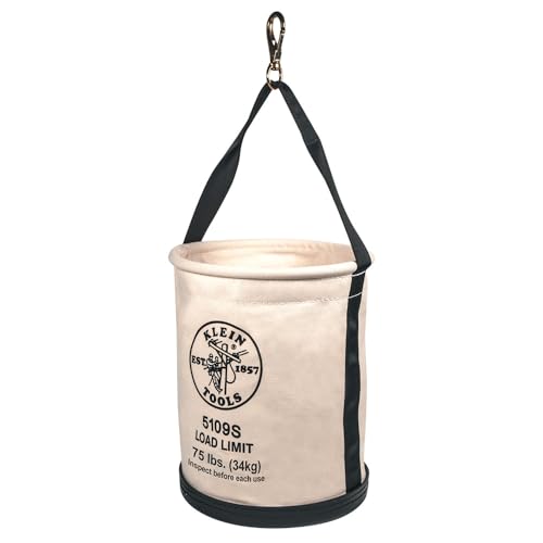 KLEIN TOOLS 5109S Canvas Bucket, Straight Wall Tool Bucket Swivel with Swivel Snap, 75-Pound Load Rated