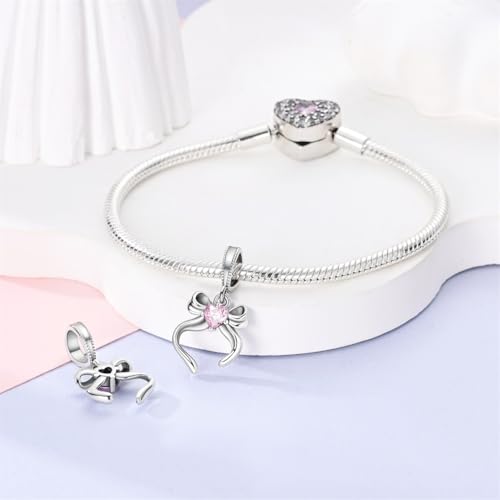 HONGRUI 925 Sterling Silver Charm for Bracelets Necklace Fashion Heart Bow Flower Family Butterfly Pendant Bead Charm for Women Festival jewelry gifts3