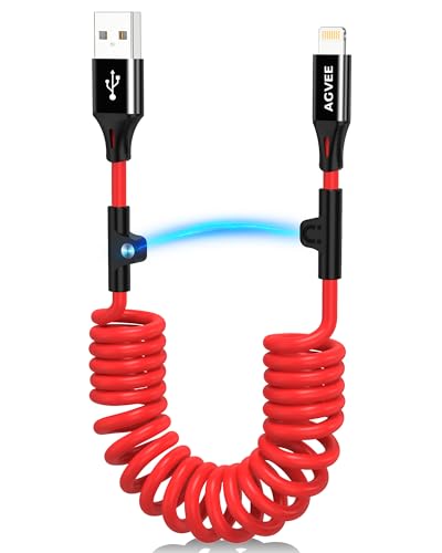 AGVEE 3ft Coiled USB-A to Lightning Cable [MFI Certified] Carplay