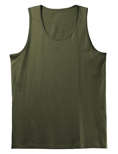 Hat & Beyond Men's Tank Top - Soft Performance Boxing Gym Muscle Tee, Military Green (Medium, 1Hcc02) #TOP2