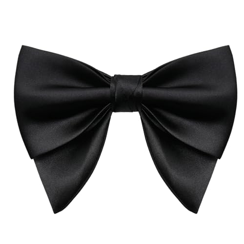 Image of Luckyvestir Oversized Bow Ties for Men, Pre Tied Clip on Men's Black Bowtie for Wedding Tuxedo Banquets Formal Wear
