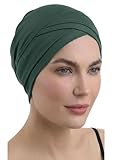 Deresina W-Front Bambus Chemo Kopfbedeckung für Frauen - Weicher Turban, Haarausfall & Alopezie Nachthaube, Komfort Beanie, waldgrün, Einheitsgröße
