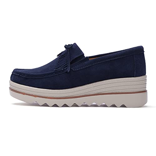 Image of YING LAN Women Slip On Loafers Comfort Suede Moccasins Wide Low Top Shoes
