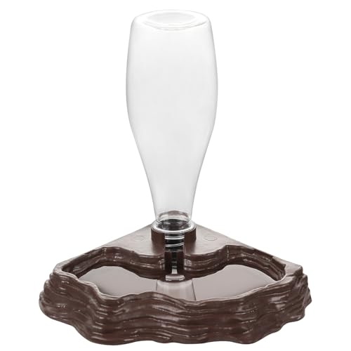 IBWell 13oz Reptile Water Dispenser Plastic Reptile Tank Accessories Brown Automatic Reptile Water Fountain for Turtle Bearded Dragons Lizards Geckos Reptile Tank