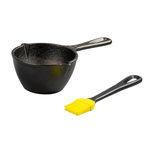 Lodge Seasoned Cast Iron Melting Pot with Silicone...