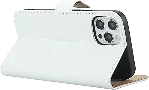 Étui à rabat antichoc pour iPhone 13 Mini en cuir véritable blanc
