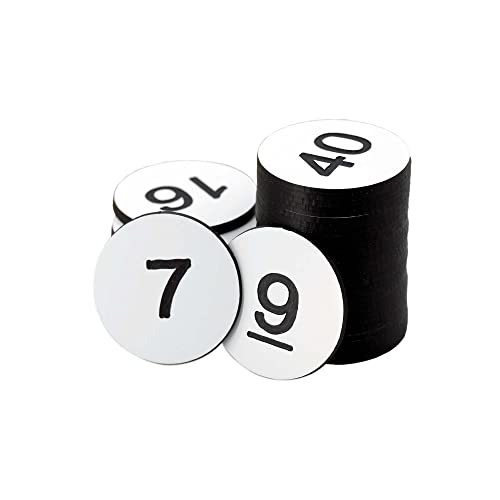 StayMax Kunststoff-Nummernschilder, nummeriert, ohne Loch, rund, 0-100, Weiß