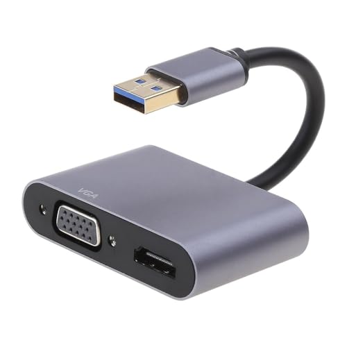 Image of USB 2.0 to HDMI VGA Adapter I USB to VGA HDMI Adapter for 2 Monitors, 1920 * 1080P@60HZ Full HD Display Video Converter Comaptible with Windows 7 /8 /10 and Mac OS Systems