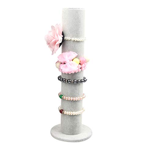 Bocar Velvet Vertical Tower Jewelry Bracelet Display Stand Bangle T-Bar Display Holder (Ctz- Gray) #TOP1