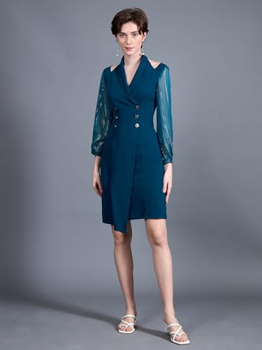 Image of Miss Chase Womens Bodycon Square Puff Sleeve Solid Lace Overlaid Ankle Length Dress